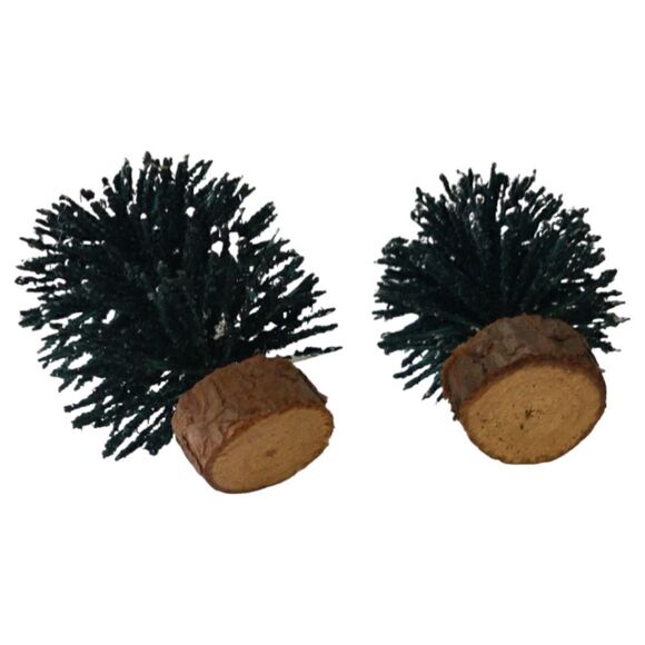 Lemax Bottle Brush Tree Green Flocked Christmas Village Round Wood Base Vtg 90s. - Picture 7 of 10